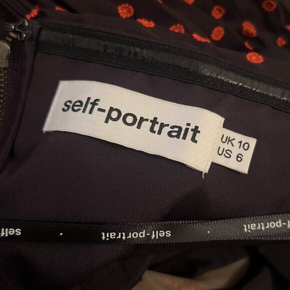 NWOT Self Portrait Plumetis Black & Red Polka Dot Mini Dress US 6 - Picture 6 of 16